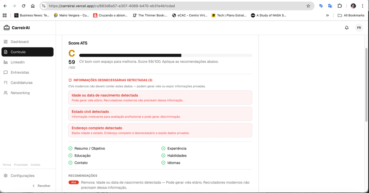 Score ATS do currículo